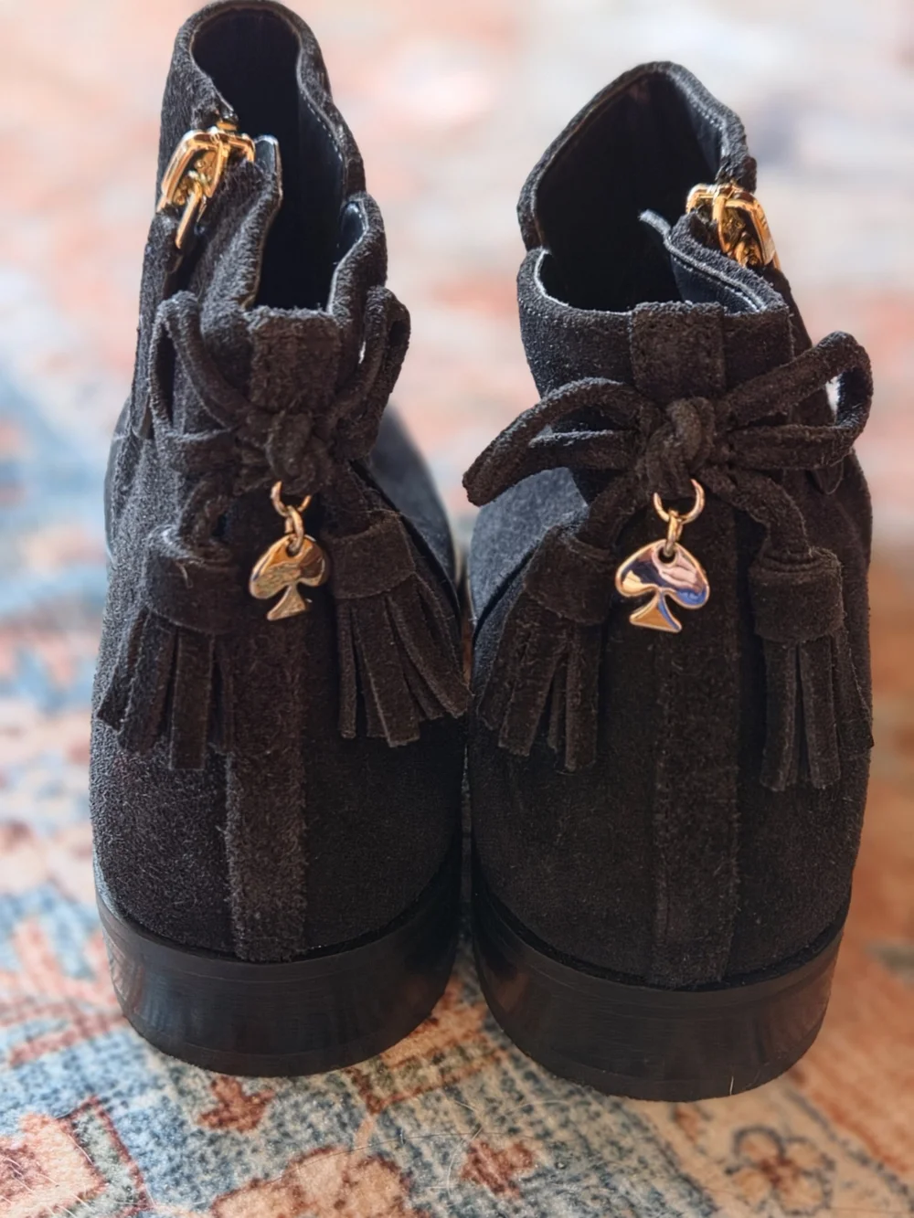 KATE SPADE ♠️ Black Suede Ankle Booties with Side Zip
